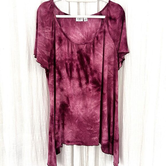 Cato Pink Tie Dye Boho Hippie Stretchy Flowy Comfy Summer Blouse Plus Sz 18/20W - Picture 1 of 9